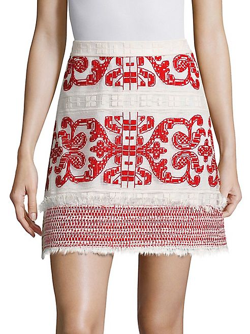 Alexis - Anzel Embroidered Mini Skirt