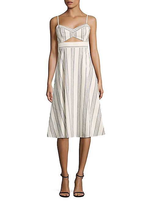 BCBGMAXAZRIA - Peek-A-Boo Striped Cutout Midi Dress