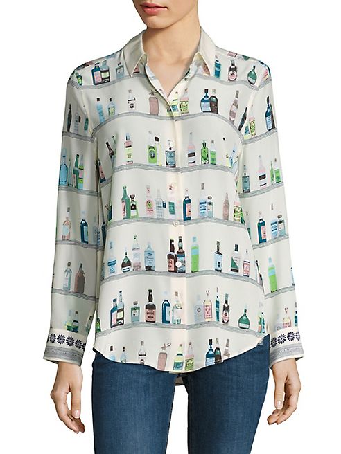 Equipment - Essential Bottle Printed Silk Shirt