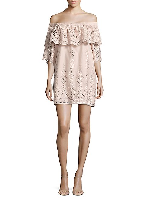 Parker - Cathy Ruffled Eyelet Cotton Dress