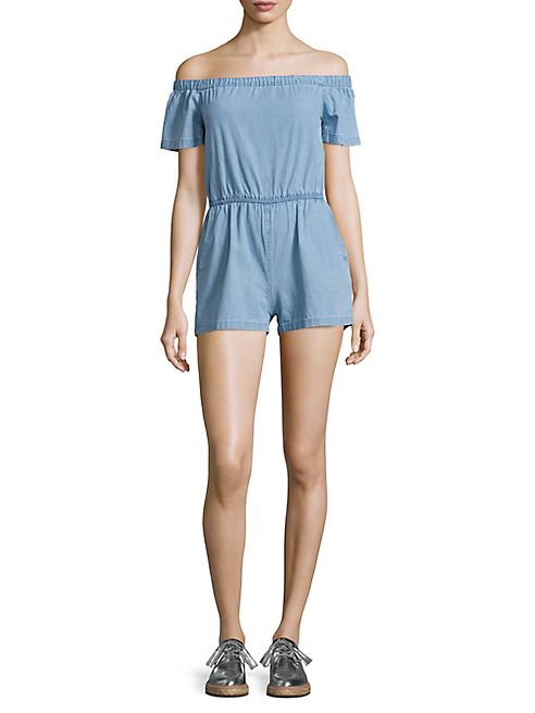 3x1 - Clark Off-the-Shoulder Denim Romper