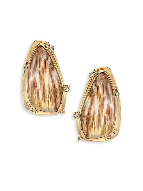 Alexis Bittar - Lucite Woodgrain Circle Clip-On Earrings