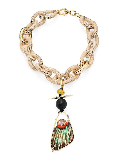 Alexis Bittar - Lucite Raffia Link Necklace & Removable Pendant