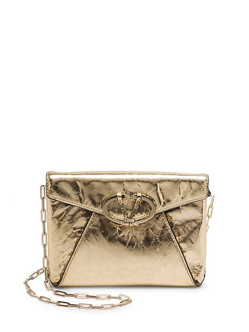 Valentino - Metallic Leather Chain V Crossbody Bag