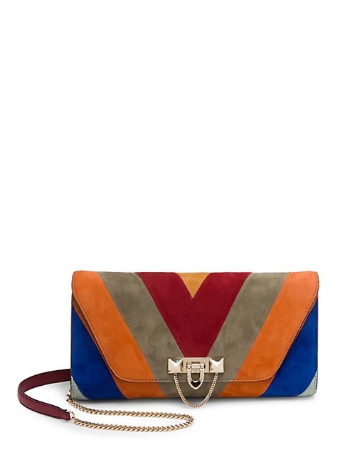 Valentino - Demi Lune Chevron Suede Chain Shoulder Bag