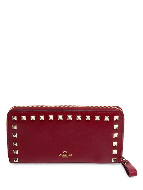 Valentino - Rockstud Leather Continental Zip Wallet