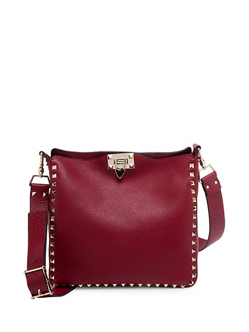 Valentino - Small Rockstud Leather Hobo Bag