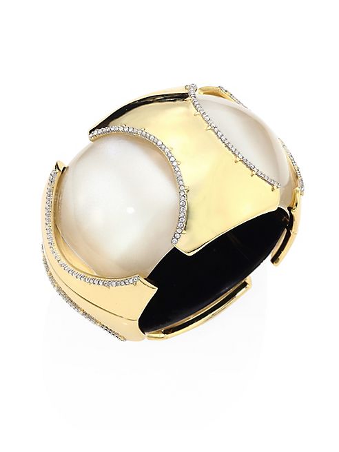 Alexis Bittar - Lucite Large Pavé Edge Segment Hinge Cuff