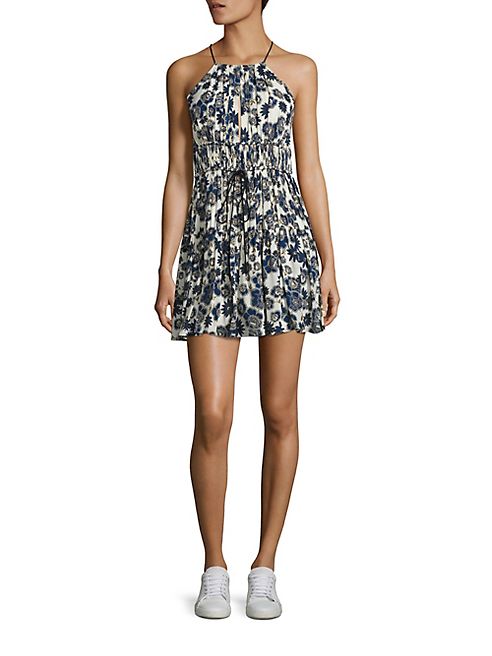 Cinq à Sept - Lotus Floral-Print Silk Halter Dress