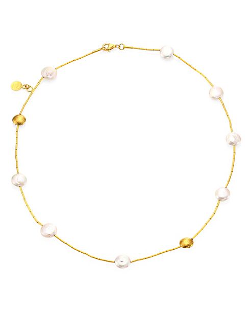 GURHAN - Lentil 11MM White Coin Pearl & 18-24K Yellow Gold Necklace