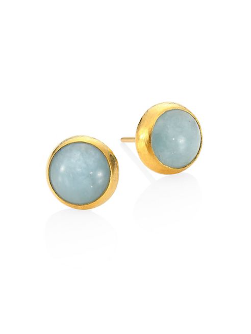 GURHAN - Amulet Hue Aquamarine & 18-24K Yellow Gold Stud Earrings