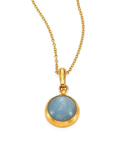 GURHAN - Amulet Hue Aquamarine & 18-24K Yellow Gold Pendant Necklace