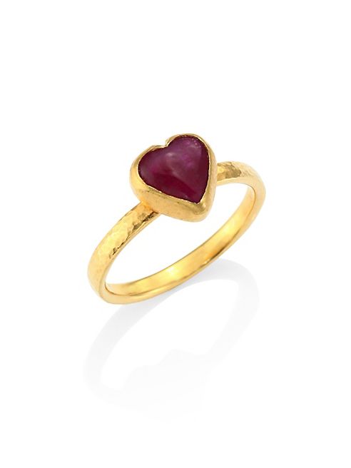 GURHAN - Amulet Hue Ruby & 22-24K Yellow Gold Heart Ring