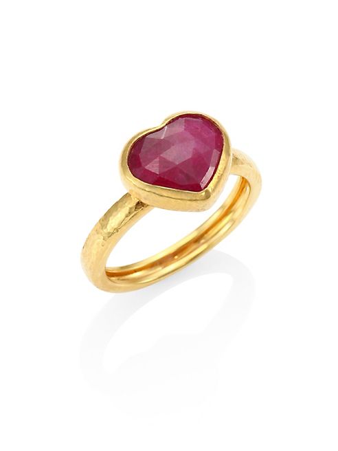 GURHAN - Amulet Hue Ruby & 22-24K Yellow Gold Heart Ring