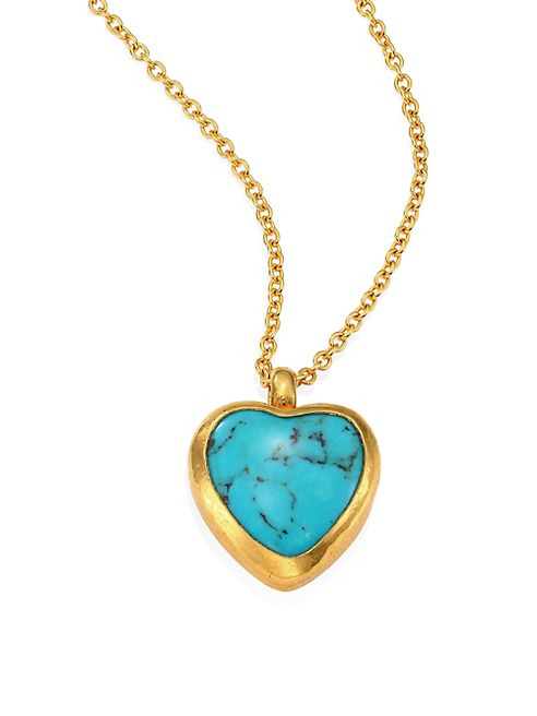 GURHAN - Amulet Hue Turquoise Heart & 18-24K Yellow Gold Pendant Necklace