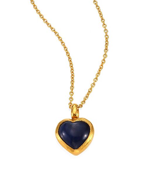 GURHAN - Amulet Hue Blue Sapphire Heart & 18-24K Yellow Gold Pendant Necklace