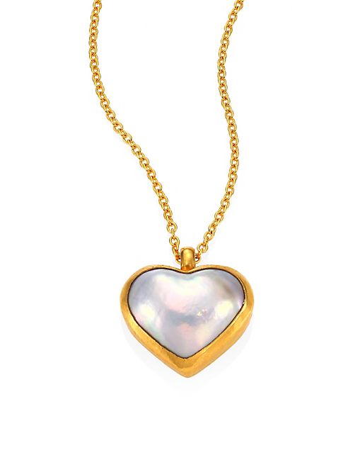 GURHAN - Amulet Hue 11MM White Mabe Pearl Heart & 18-24K Yellow Gold Pendant Necklace