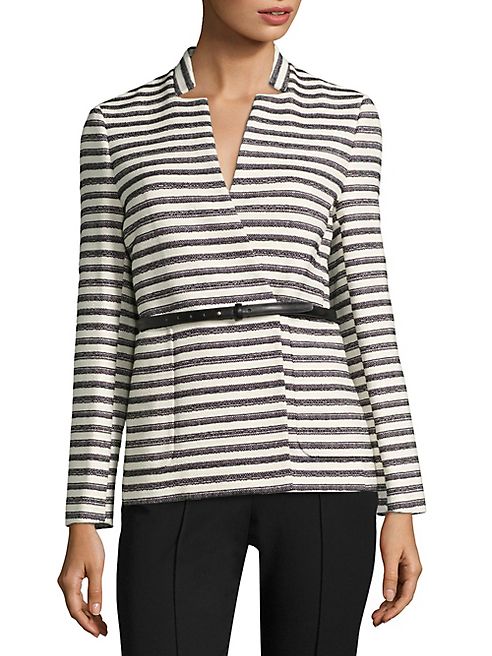 L.K. Bennett - Cora Belted Striped Jacket