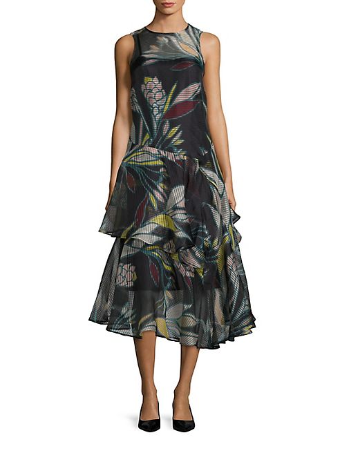 L.K. Bennett - Kalia Tiered Floral-Print Silk Dress