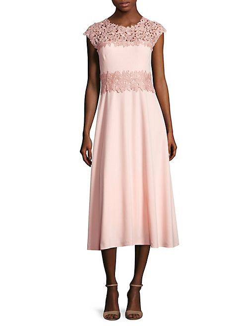 L.K. Bennett - Selene Lace & Crepe Midi Dress