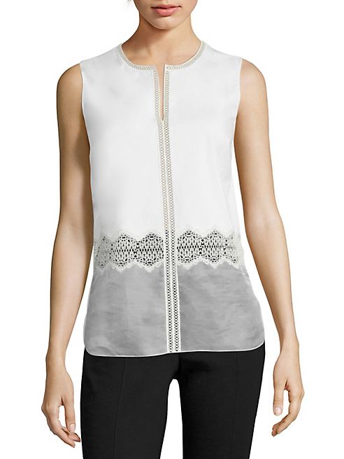 Elie Tahari - Karma Lace Hem Blouse