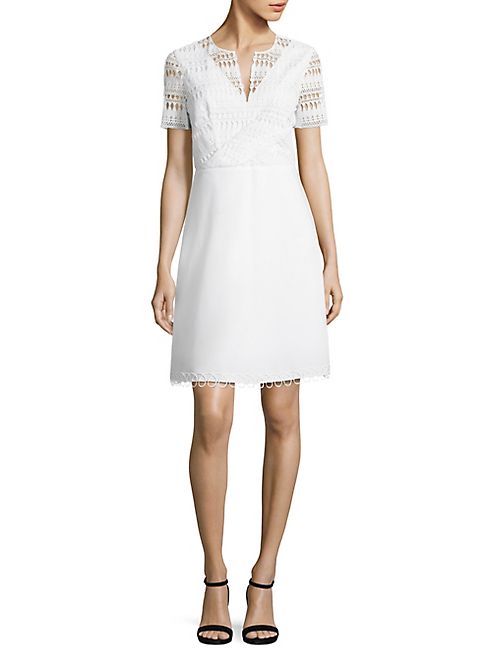 Elie Tahari - Kinley Crochet & Poplin Dress