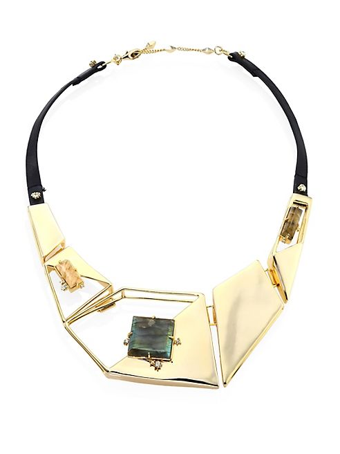 Alexis Bittar - Elements Lucite & Leather Liquid Geometric Bib Necklace