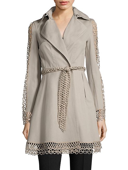 Elie Tahari - Kathy Lace Inset Trench Coat