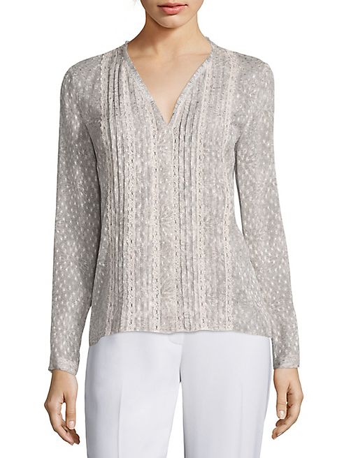 Elie Tahari - Gale Pleated Fil Coupé Blouse