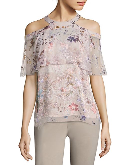 Elie Tahari - Genevieve Burnout Cold-Shoulder Blouse