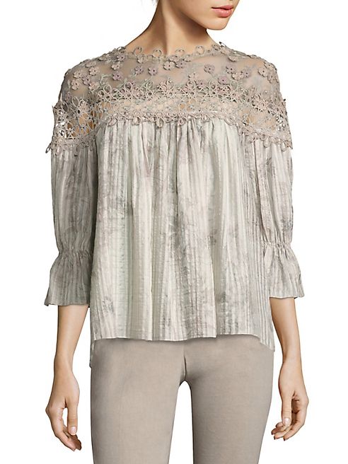 Elie Tahari - Neila Embellished Jacquard Blouse