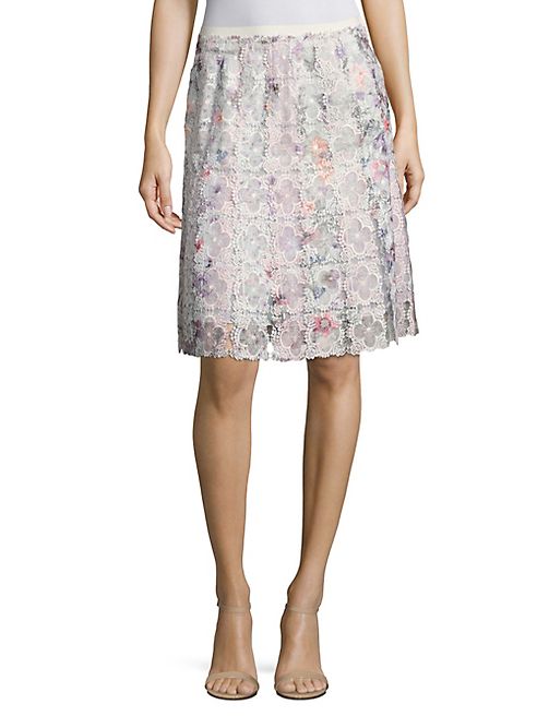 Elie Tahari - Tyler Printed Floral Lace Skirt
