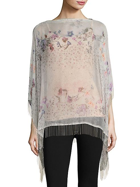 Elie Tahari - Linz Fringed Silk Poncho