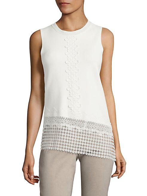 Elie Tahari - Lyndi Sleeveless Lace Trim Sweater