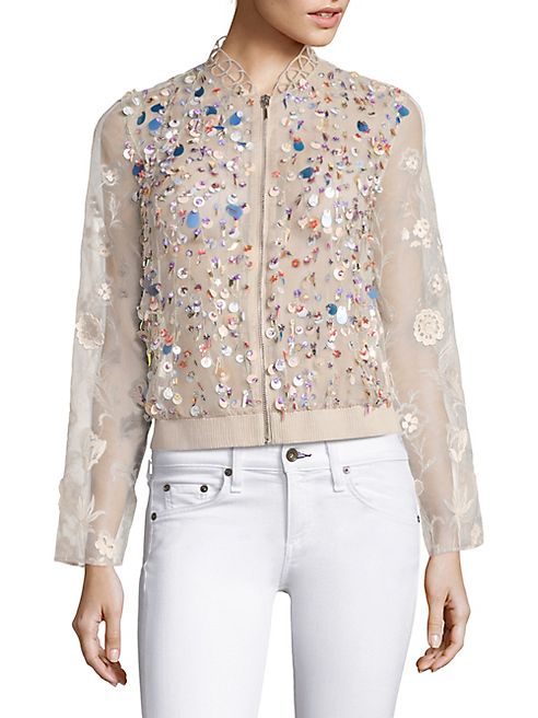 Elie Tahari - Zarinah Embellished Silk Organza Jacket