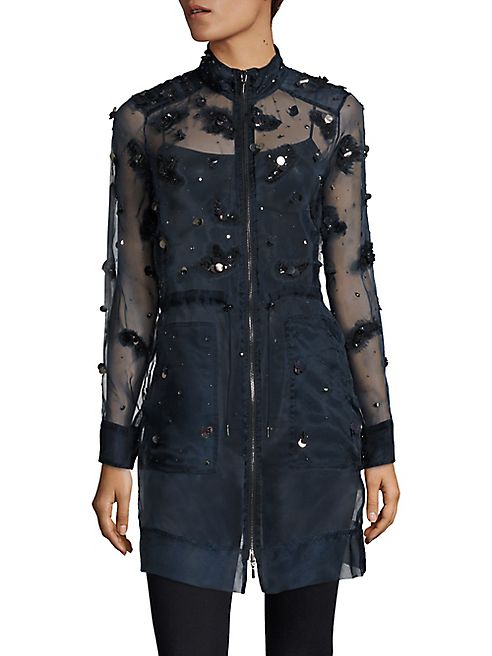 Elie Tahari - Nicolette Embellished Silk Organza Anorak