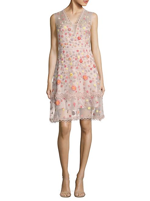 Elie Tahari - Jayla Embroidered Silk Organza Dress