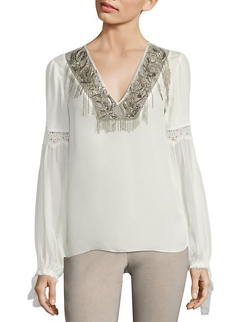 Elie Tahari - Clementine Embellished Silk Blouse