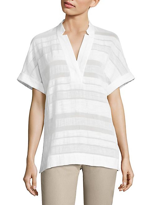 Lafayette 148 New York - Travis Striped Cotton & Linen Blouse