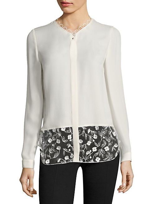 Elie Tahari - Constance Appliquéd Silk Blouse