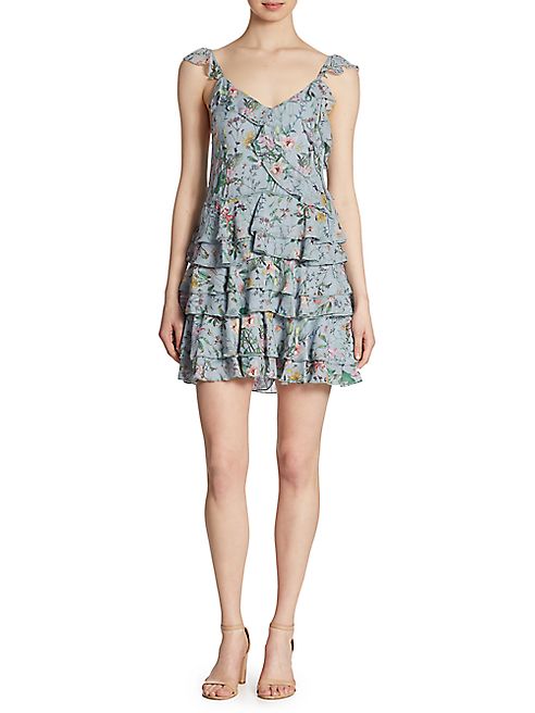 The Kooples - Floral-Print Ruffled Silk Dress