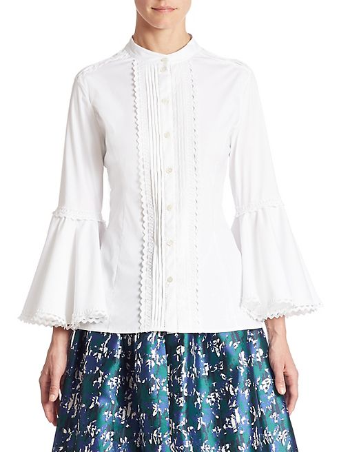 Oscar de la Renta - Long Bell Sleeve Blouse