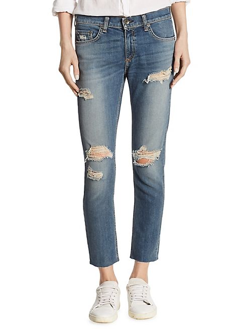 rag & bone/JEAN - Dre Distressed Raw-Edge Capri Jeans/Delamo