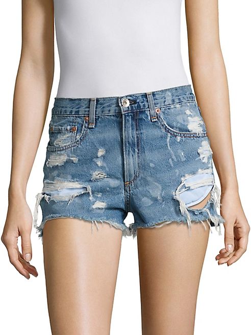 rag & bone/JEAN - Brokenland Justine High-Rise Distressed Shorts