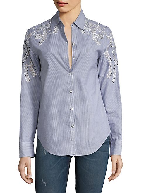 rag & bone/JEAN - Sahara Striped Eyelet Shirt