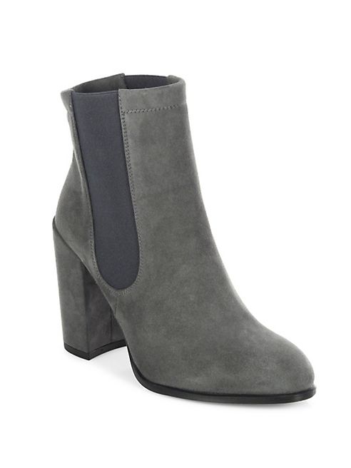 Stuart Weitzman - Sidemover Suede Chelsea Block Heel Booties