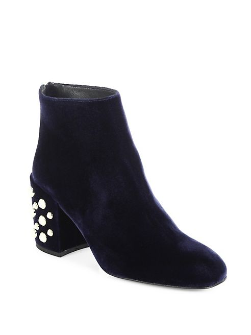 Stuart Weitzman - Pearl Bacari Velvet Block Heel Booties