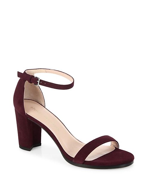 Stuart Weitzman - Nearlynude Suede Block Heel Sandals