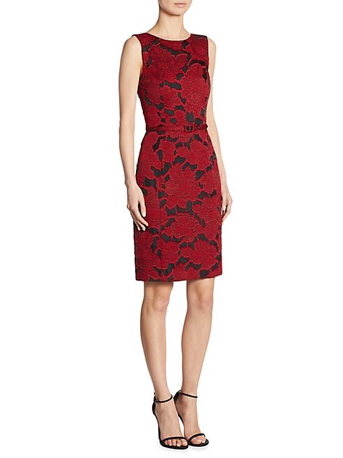 Oscar de la Renta - Floral-Embroidered Flounce Dress