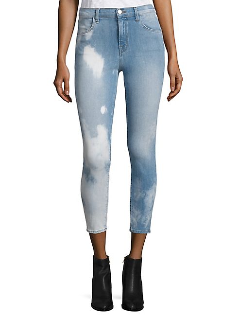 J BRAND - Alana Bleached High-Rise Cropped Skinny Jeans/Downpour